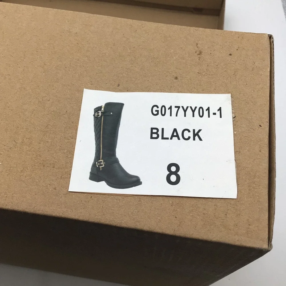 Globalwin Womens Black Quilted Knee High Riding Boots G017YY01-1 Size‎ 8 NEW